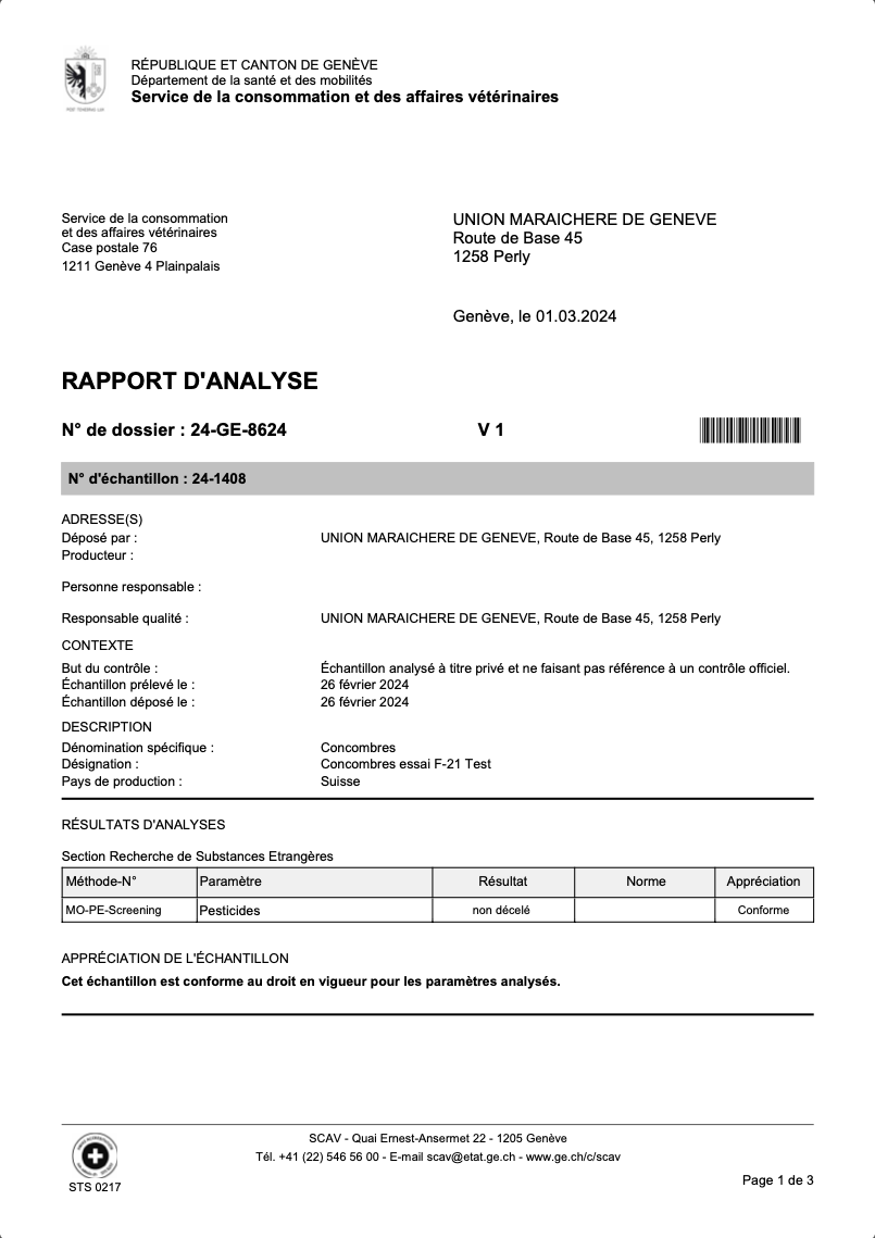 Rapport test SCAV Genève